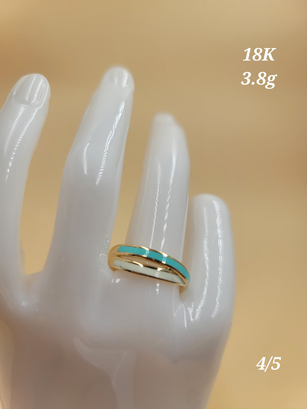 خاتم متعاكس باللونين الأبيض و التركواز