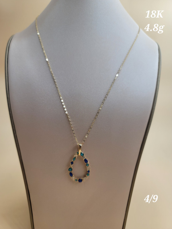 عقد بتعليقة دمعة بفصوص كحاي و تركواز 