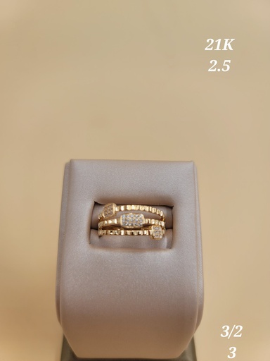 [000019221278100130] خاتم ثلاث لفات متموجة بفصوص مستطيلة