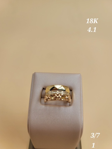 [000192184112300112] خاتم بثلاث خواتم مضلع و فصوص و سلسال