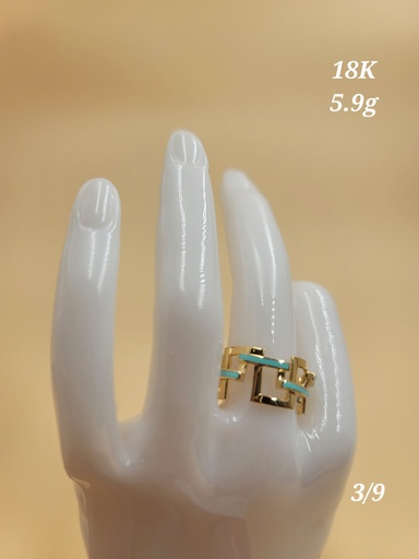 [000192185917700159] خاتم مضلعات متداخلة باللونين الأبيض و التركواز