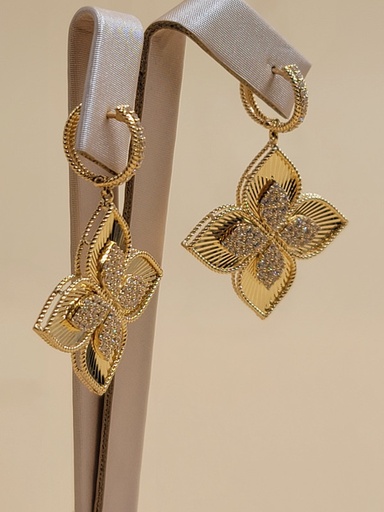 [000192189738800080] حلق زهرة كوين بخطوط ليزر ذهبي