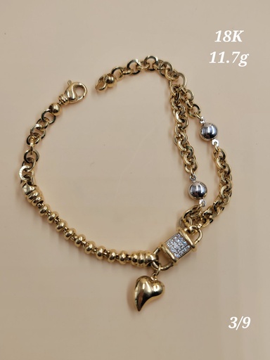 [001921811746800027] اسوارة بحلقات بيضاوية و متدلية قلب