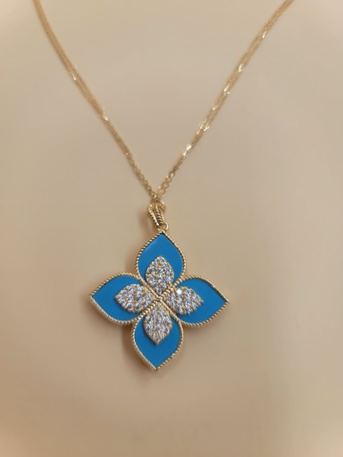 [001921816867200253] عقد زهرة كوين تركواز ينلبس على الوجهين و بكذا طريقة