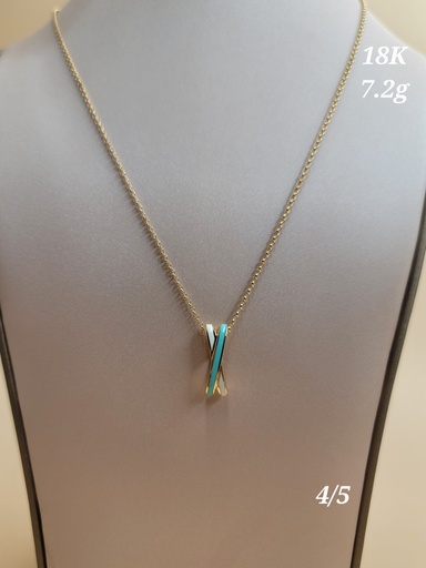 [000192187236000234] عقد بتعليقة X  تركواز و أبيض