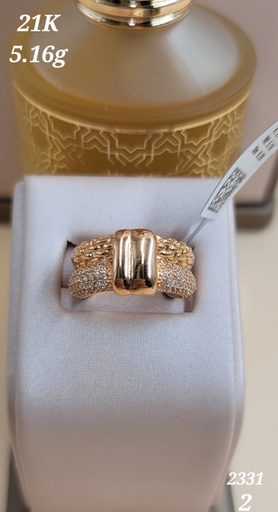 [001922151615480162] خاتم مميز بشكل لفتين نسج وفصوص بعقدة