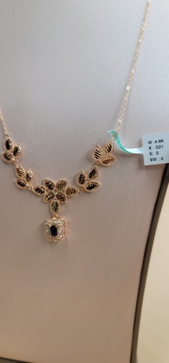 [001922146613980240] عقد بزخرفة منتشرة و متدلية من الزركون وحجر الزفير الكحلي 